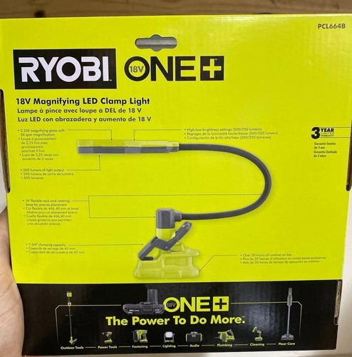 RYOBI PCL664B 18V ONE+ Magnifying Clamp Light - (TOOL ONLY) NEW . - Picture 2 of 2