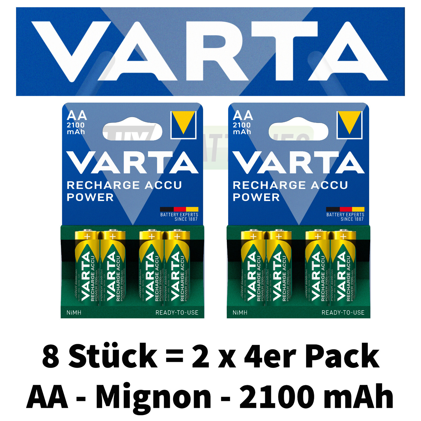 2x 4er Pack Varta Aa 2100 Mah Mignon Akku Accu Batterien Für Z.b
