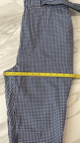 Zara Women’s 100% Cotton Blue White Plaid Pants New Size XS - Picture 13 of 15
