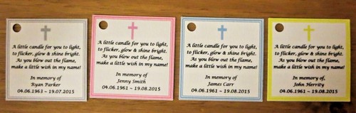 FUNERAL, REMEMBRANCE, MEMORIAL - PERSONALISED TAGS ** LABELS ** FAVOUR TAGS - Picture 5 of 11