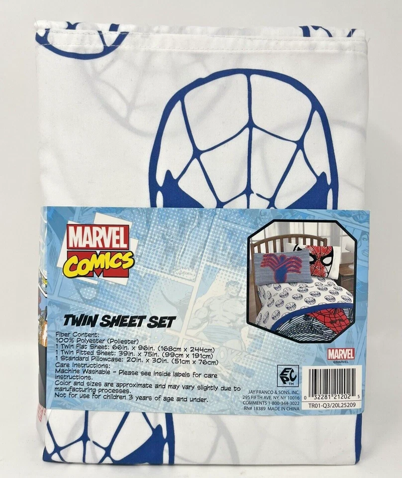 Juego de sábanas tamaño doble Marvel Comics Spiderman - 3 piezas ropa de cama para niños - súper suave Foto 4 de 4