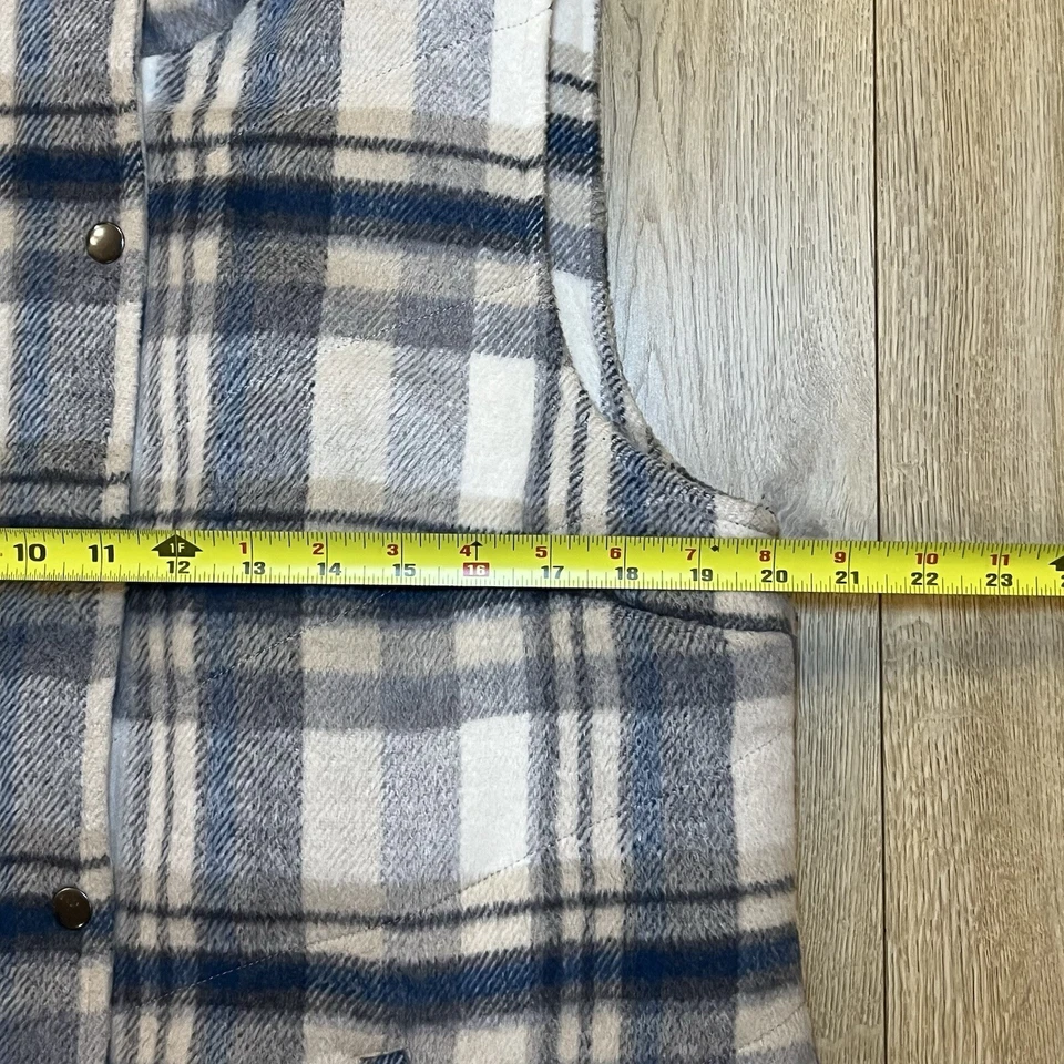 Acogedor chaleco a cuadros Christopher Banks talla Petite L azul y tostado con forro de sherpa Foto 4 de 4