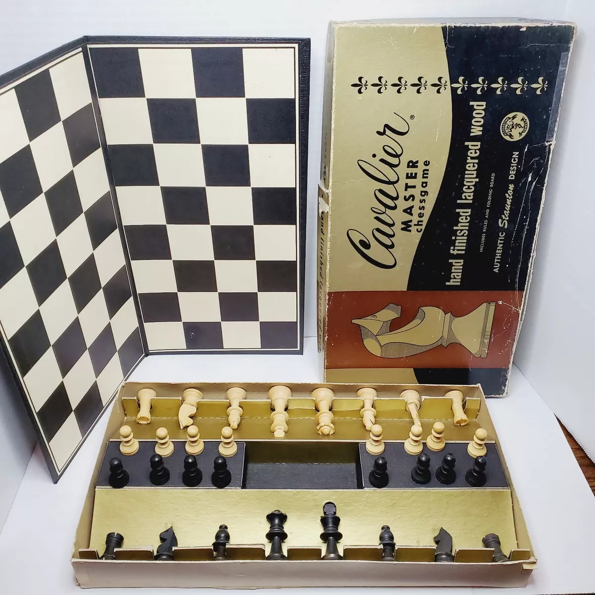 Vintage Cavalier Master Chess Game Hand Finished Lacquered Wood Staunton