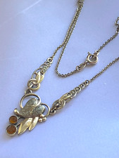 Vintage 30s/40s Friedrich Speidel Rolled Gold Pendant Necklace Heart  Leaf