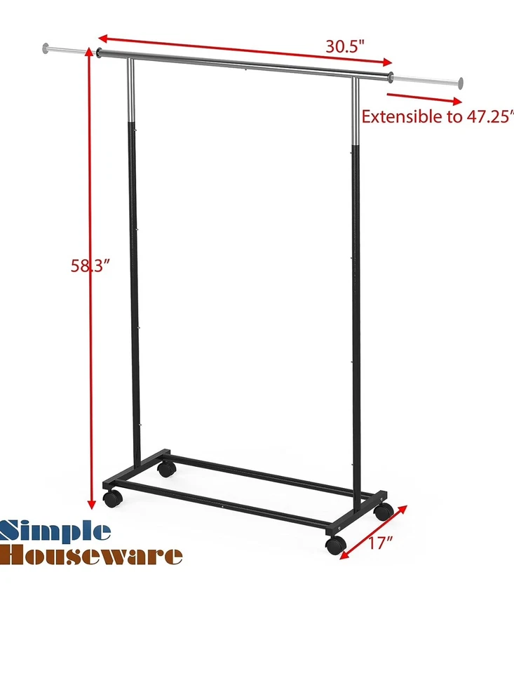 Simple Houseware Standard Rod Garment Rack - Image 2 of 2