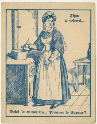 Chromo Enigma-Devinette-Chez le colonel''Here is the cook. find.../Ref.229