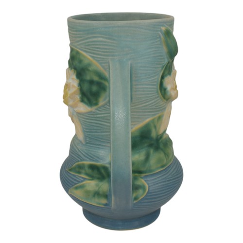 Roseville Water Lily Blue 1943 Vintage Art Pottery Ceramic Vase 76-8 - Picture 2 of 6