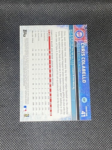 Chris Colabello Minnesota Twins 2015 Topps Signed Auto Card #41 ~ COA - Picture 2 of 3
