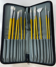 Lot 12 Langnickel Snowhite Paint Brushes with Zippered Case