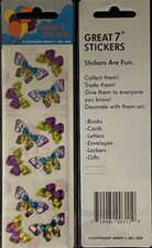 12 packages of Prismatic Butterfly Stickers, "Great 7" Sticker Designs, PPZ3804