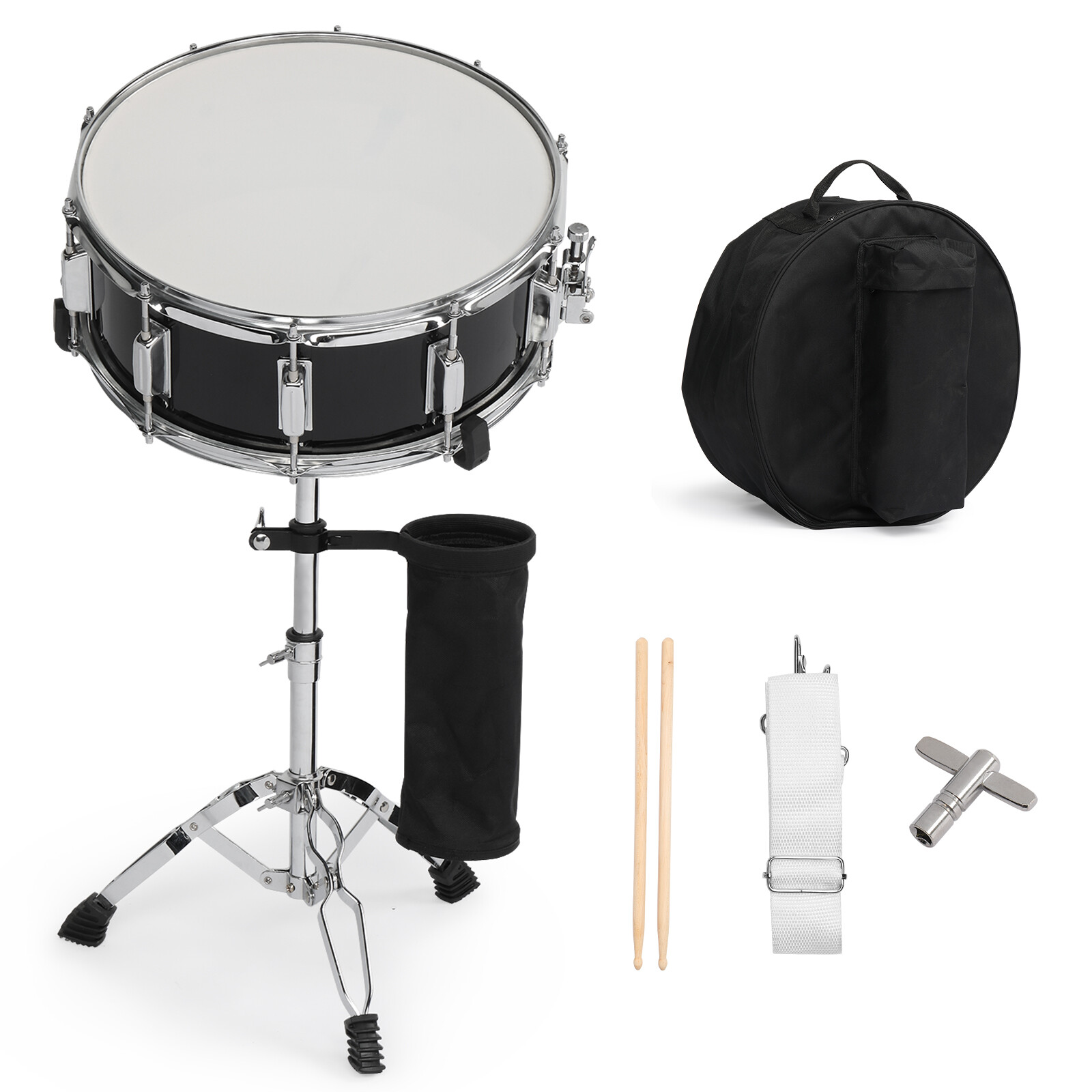 14X5.5in Snare Drum Set with Drumstick Holder Snare Drum Bag Strap Mute Pad