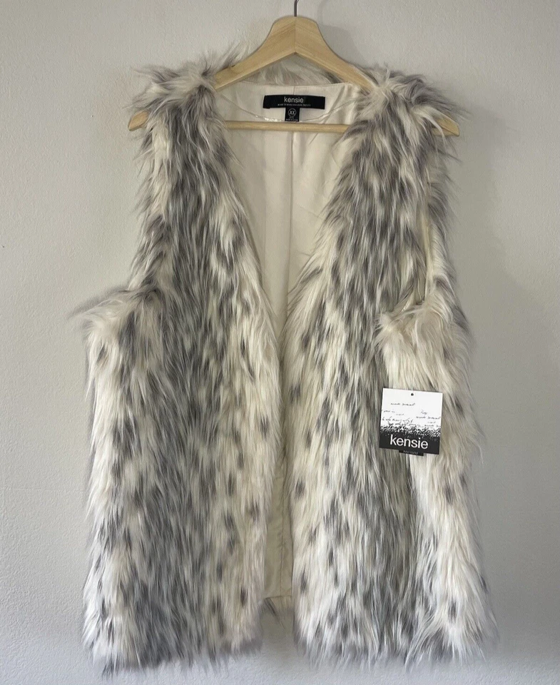 Nuevo con etiquetas Chaleco Kensie Imitación Piel En Perla Combo Talla XL Estampado Animal Manchado Nuevo Foto 3 de 4