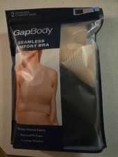 GapBody Women's 2-Pack Stretch Ribbed Tagless Seamless Comfort Bras Large