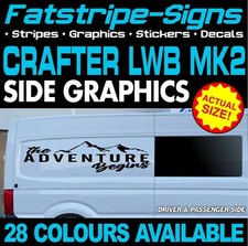 to fit VW CRAFTER MK2 LWB ADVENTURE BEGINS GRAPHICS STICKER CAMPER VAN MOTORHOME