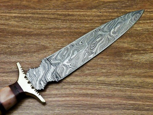 Handmade Damascus Steel Bowie Knife | Custom Resin Handl | Leather Sheath - Picture 5 of 6