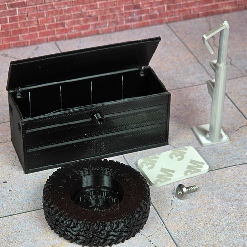 Trailer Tool Box and Spare Kit fits the Traxxas 1:18 TRX4M Trailer - Picture 8 of 13