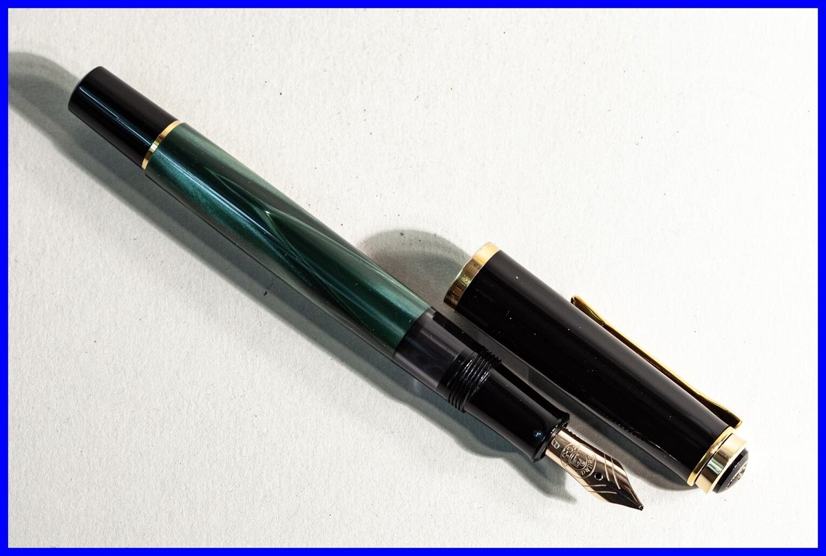 Special Series PELIKAN M250 M400 Green Marbled broad B 14ct Gold