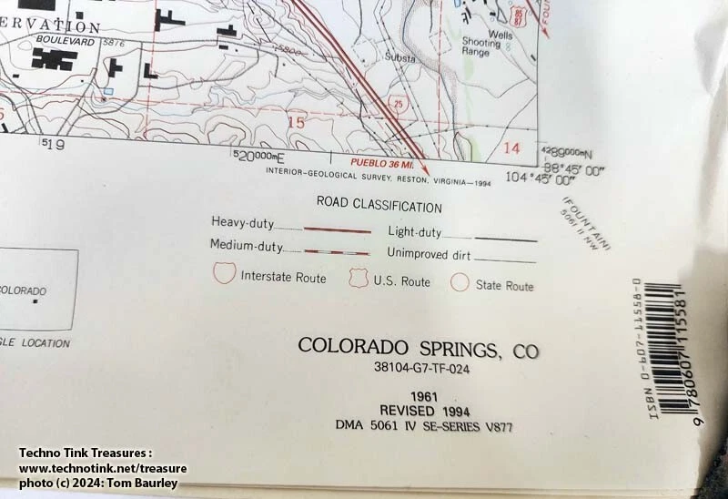USGS Topographic Map Colorado Springs CO - 1961 revised 1994 - Image 3 of 4
