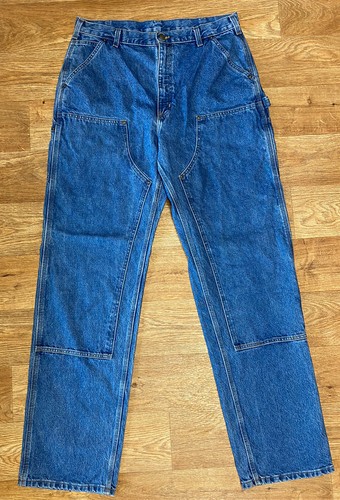 Vintage Carhartt Jeans Dungaree Fit Men’s Size 36W 36L Blue Heavyweight Distress - Picture 2 of 10