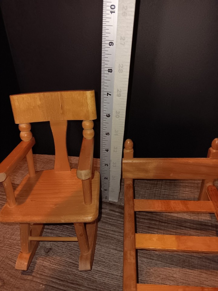 Vintage Strombecker Wooden Doll Furniture Rocking Chair & Bed Frame eBay