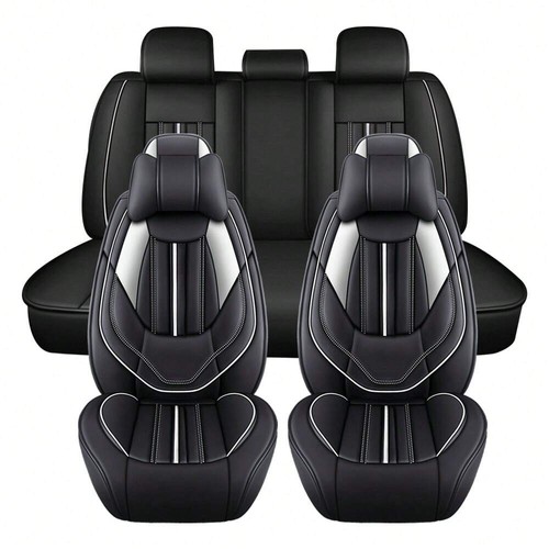 Universal 5-Piece Leather Car Seat Covers - Waterproof Full Set for Sedans SUVs - Picture 22 of 61
