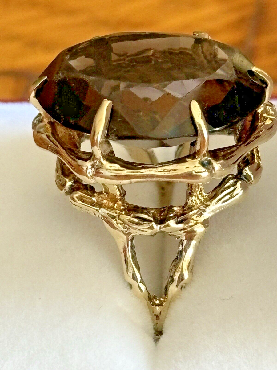 アクセサリー Samulo ring 14kt Gold Bamboo Ring w/ Smoked Topaz | eBay
