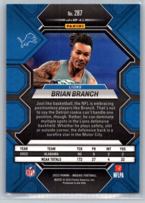 2023 Panini Mosaic #287 Brian Branch Silver | eBay
