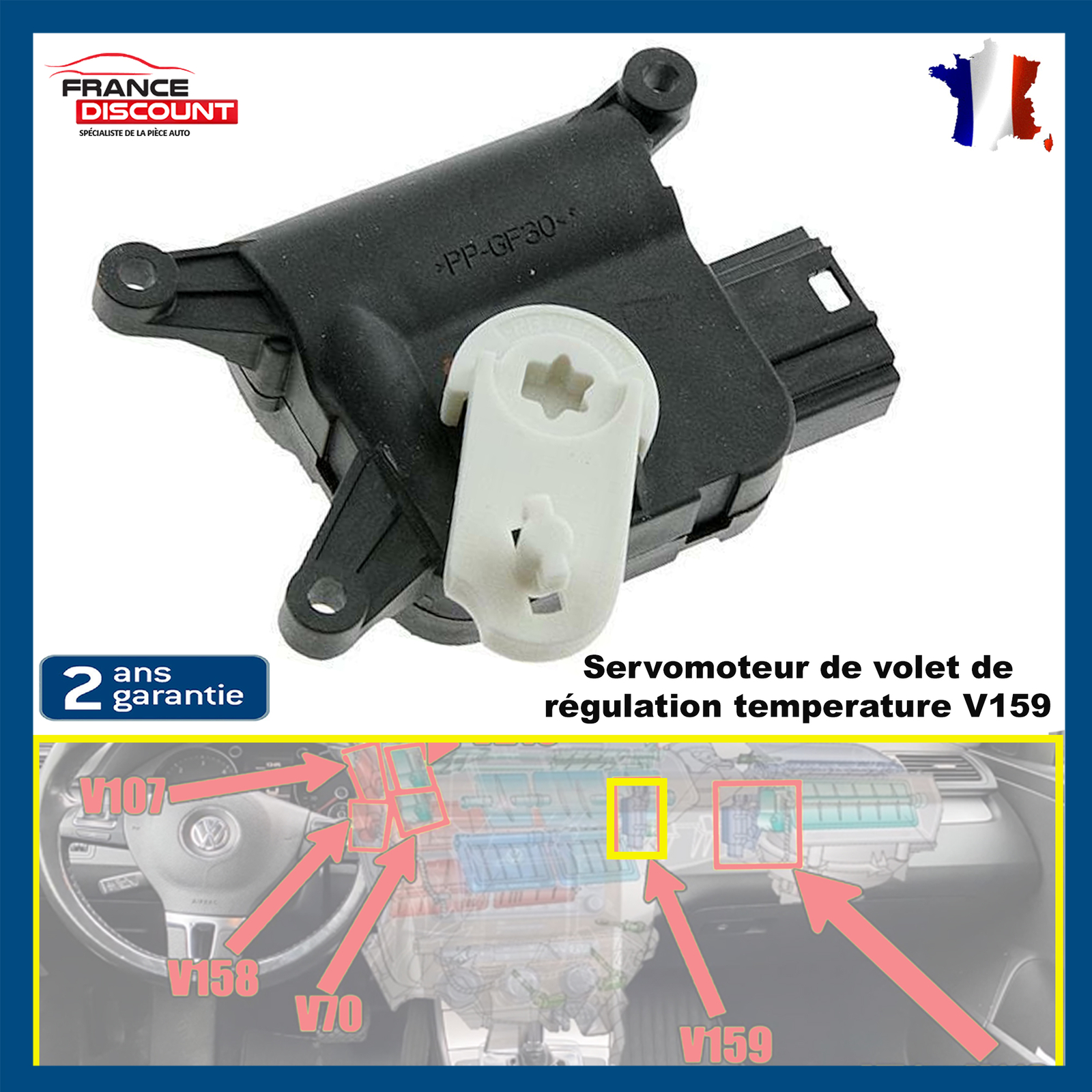 Servomoteur V159 3C1907511 résout le blocage de chauffage sur Skoda Octavia II et Yeti