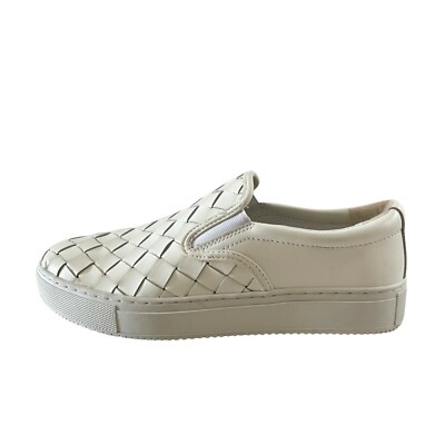 Marc Fisher Womens EUC White Calla Woven Leather Slip On Sneakers Shoes  Size