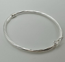 925 Sterling Silver 4mm Twisted Face Hinged Bangle NEW 55mmx60mm
