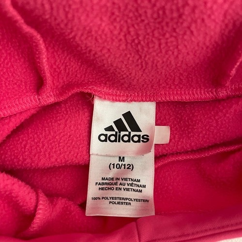 Adidas Hoodie Sweatshirt Girl's Medium 10/12 Pink Fleece Pullover Athletic Top - Picture 8 of 9