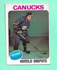 (1) HAROLD SNEPSTS 1975-76 O-PEE-CHEE # 396 CANUCKS ROOKIE EX/EX+ CARD (H9974)