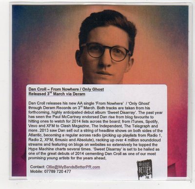 (FC659) Dan Croll, From Nowhere / Only Ghost - 2014 DJ CD
