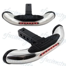 1PCS BRAND NEW UNIVERSAL STEEL CHROME HITCH REAR TOW TRAILER LED BACK STEP BAR