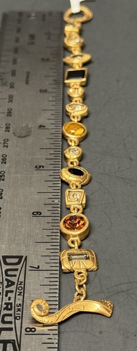 Vintage Patricia Locke Signed Gold Tone Crystal Whimsical Bracelet B159 NWT - Picture 9 of 12