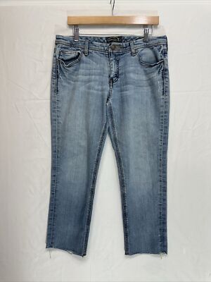 Seven7 Cropped Jeans Women s Size 31 Blue Light Wash Stretch Denim