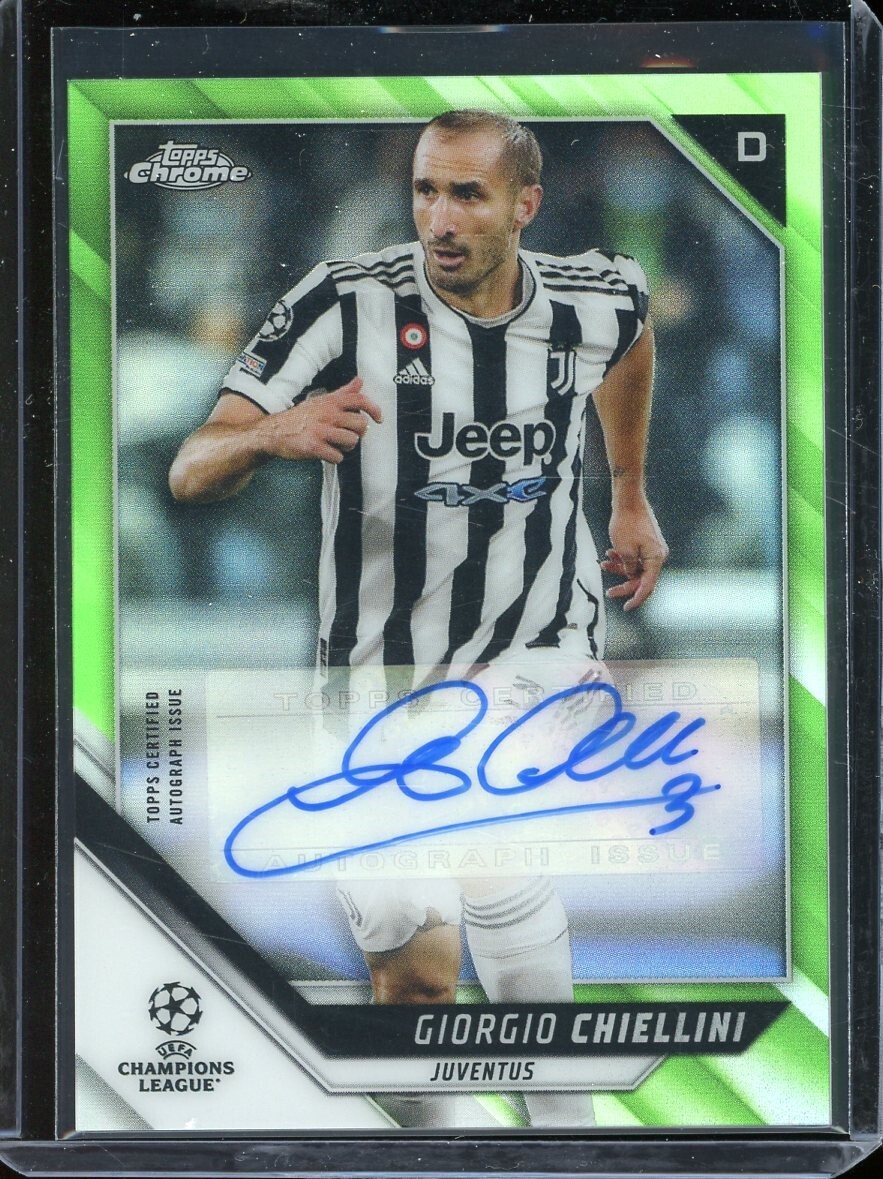 2021/22 Topps Chrome UEFA Neon Green Refractor Giorgio Chiellini Auto (42/99)