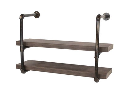 Foundry 2 Tier Wall Shelf Double Shelf Storage Unit Industrial