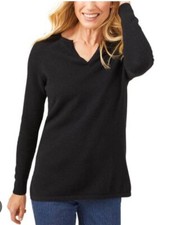 J. McLaughlin Sweater Women S Lochlann Black 100 Cashmere Split Neck Soft
