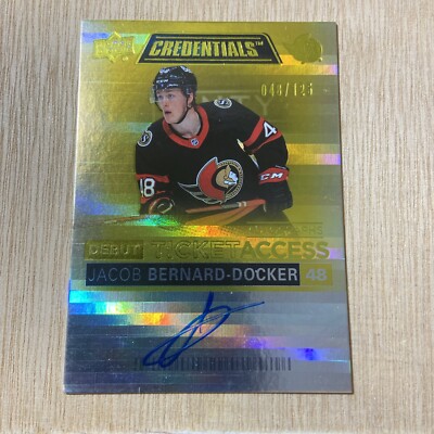 2021-22 UD Credentials JACOB BERNARD-DOCKER Debut Ticket Access Autograph /125