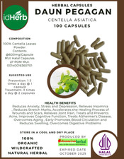 idHerb Herbal CAPSULES Centella Asiatica Pegagan Leaf Natural Organic Herbs