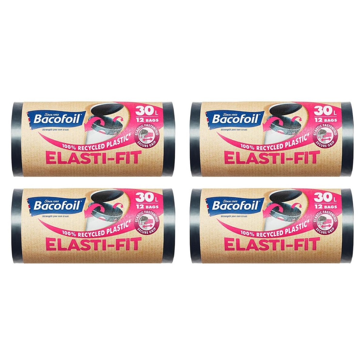 Bacofoil Elasti-Fit Kitchen Bin Liners With Elastic Handles, 30 X 12