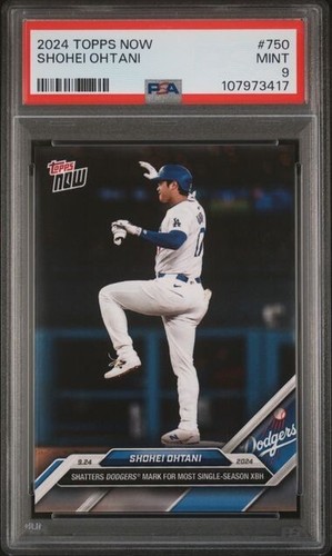 2024 Topps Now Most Single-Season XBH #750 Shohei Ohtani LA Dodgers PSA 9
