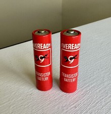 2 Vintage Eveready Red Label Black Cat 9 Lives AA Batteries 1015 Display Dead 
