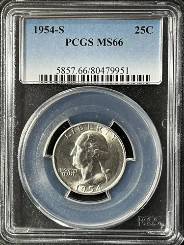 1954-S  25C Washington Quarter Dollar PCGS MS66  80479951