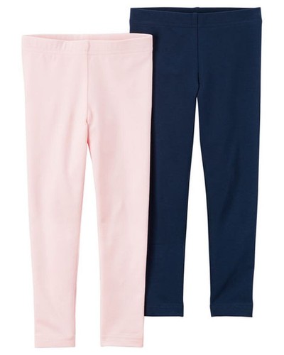 New Carter's Girls 8 year 2 Pack Pairs Light Pink & Navy Blue Leggings Pants - Picture 2 of 2