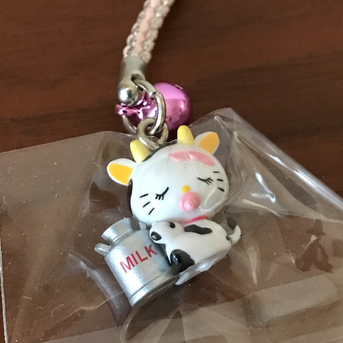 Hello kitty Vintage Keychain charm Baby cow in ranch Set of