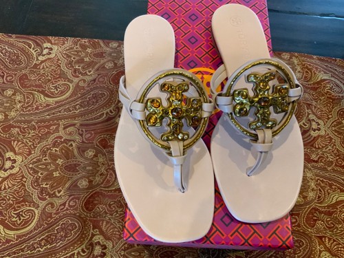 TORY BURCH Jeweled Miller Napa Leather Sandals,meadowsweet , size 7.5,  msrp$298 | eBay
