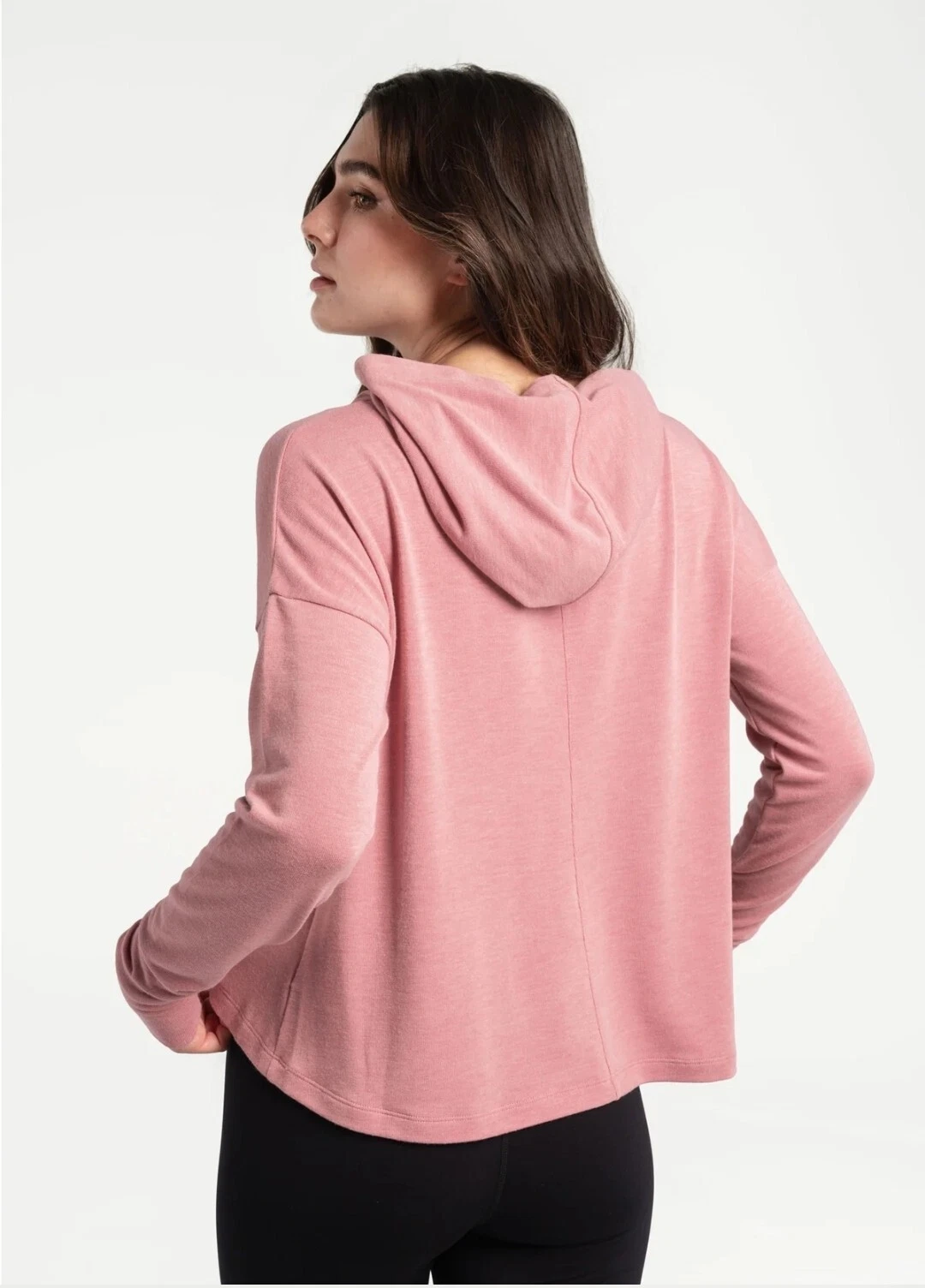 lole downtown pullover cropped thumbholes hoodie