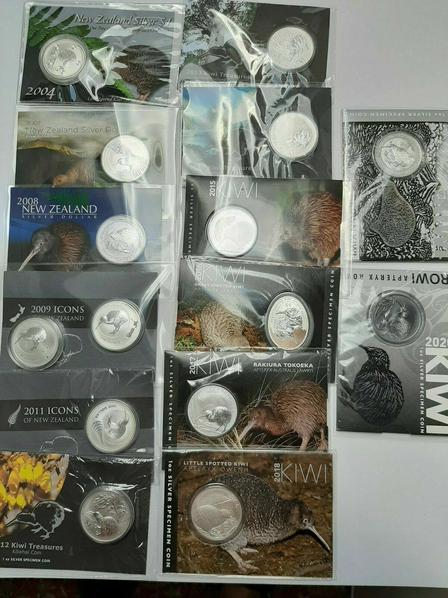 New Zealand - 2004 to 2020- Silver $1 BU- 17x 1 OZ Kiwi Series